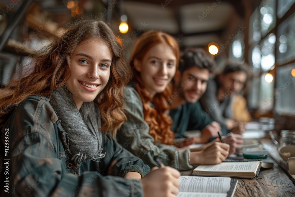 Group of friends from different backgrounds studying for exams Group of friends from different backgrounds studying for exams