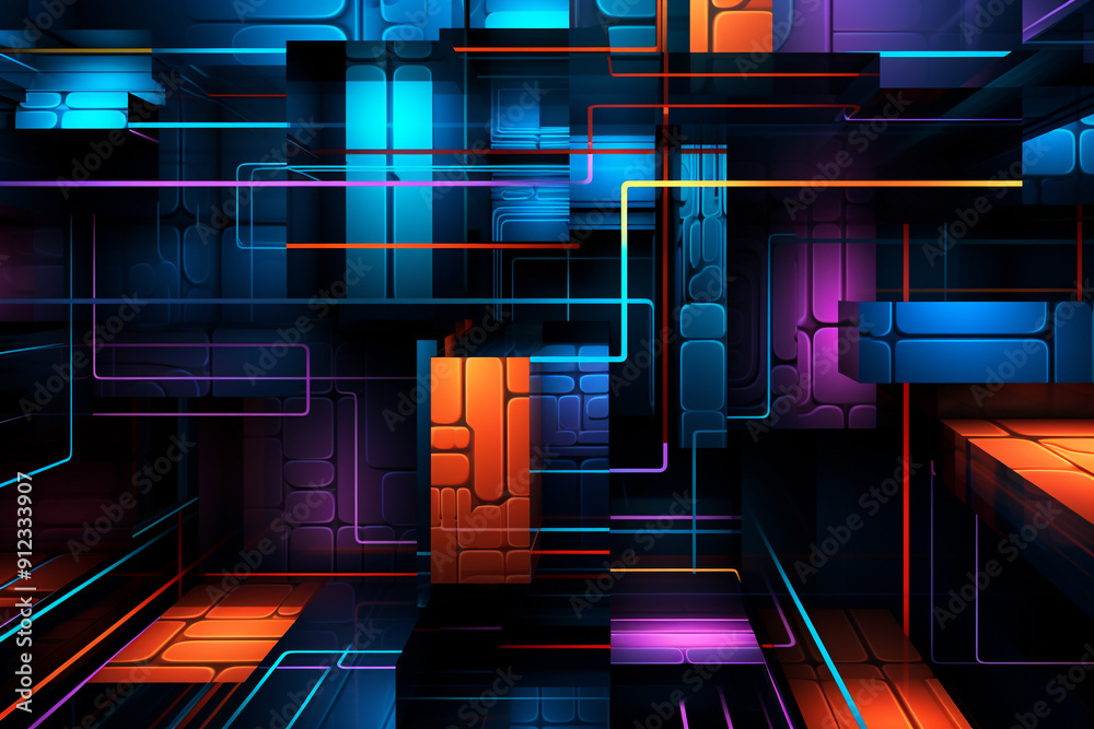 Obraz premium Unveiling RTX Realities A Journey through Dynamic Lines and Decorative Relief Epic Exploration The Magic of Rangercore and Dynamic Background Magic