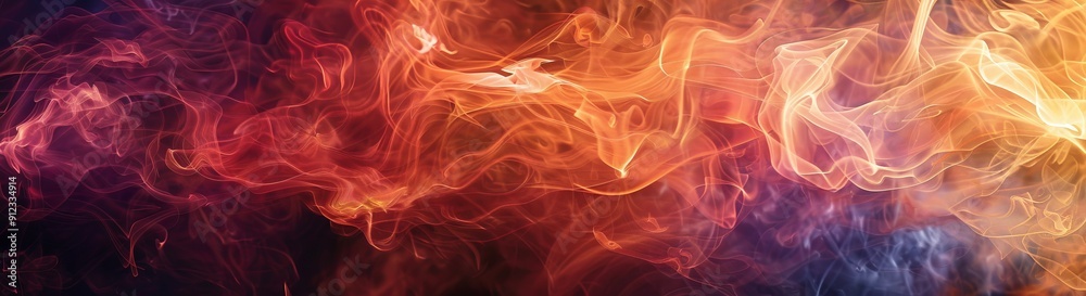 Fototapeta premium Abstract Swirling Smoke in Red, Orange, and Blue Hues