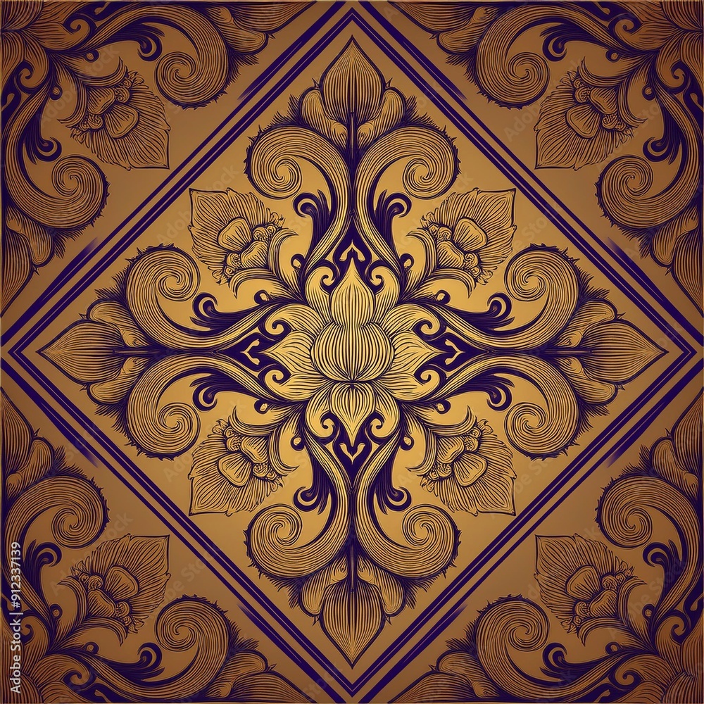 Thai pattern with floral concept and elegant decorative Thai pattern with floral concept and elegant decorative