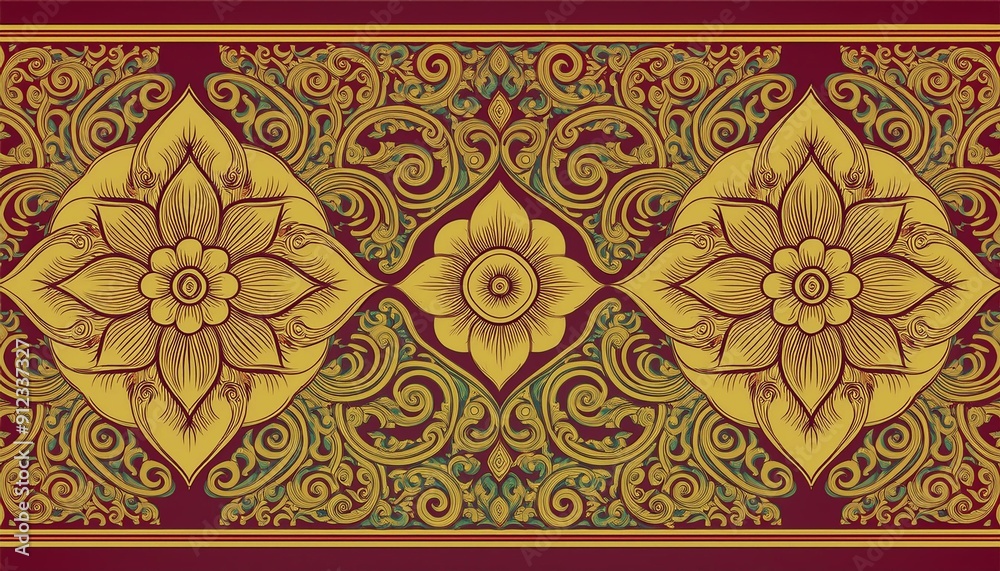 Thai pattern with floral concept and elegant decorative Thai pattern with floral concept and elegant decorative
