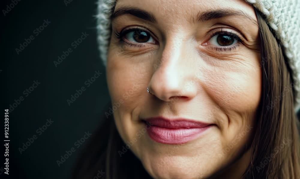 Portrait of a happy woman on black background. Close up. Portrait of a happy woman on black background. Close up.