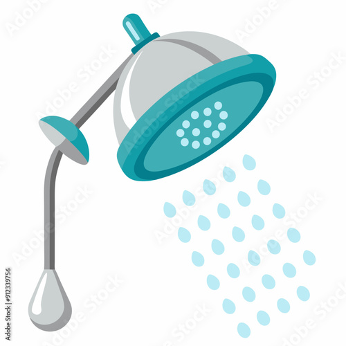 Water saving shower head art vector illustration