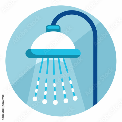 Water saving shower head art vector illustration