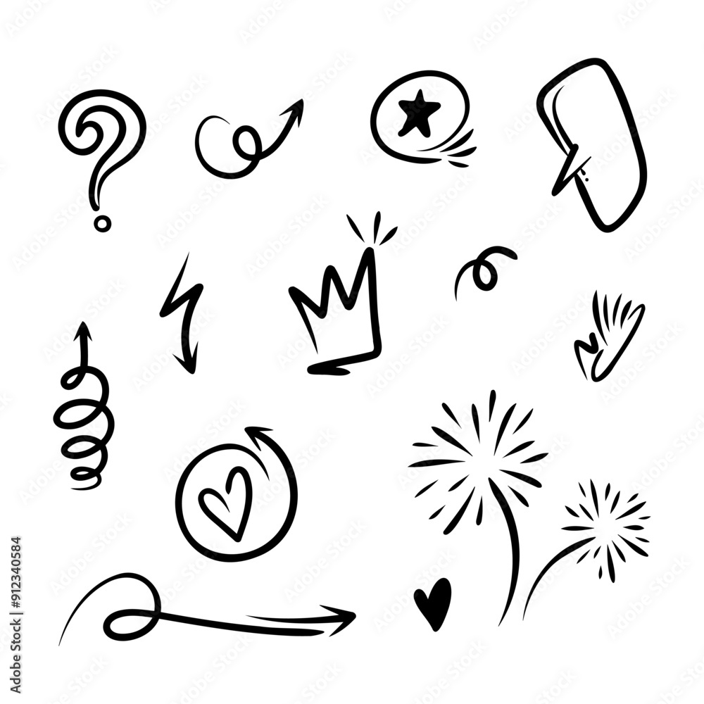 Adobe Illustrator Artwork, Doodle element set, for concept design. Adobe Illustrator Artwork, Doodle element set, for concept design.
