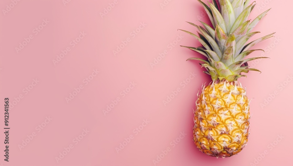 A Ripe Pineapple on a Pink Background A Ripe Pineapple on a Pink Background