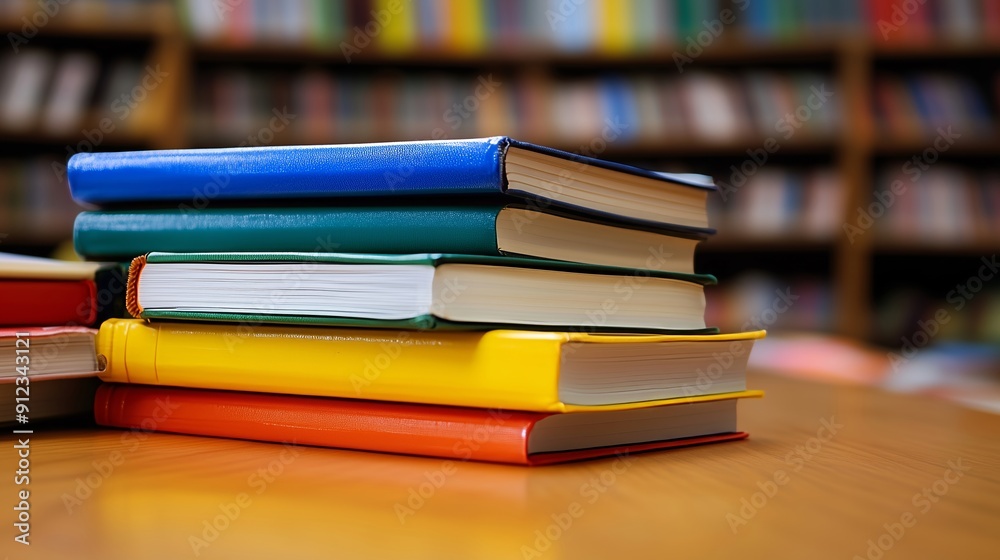 A Vibrant Stack of Educational Books on Table A Vibrant Stack of Educational Books on Table
