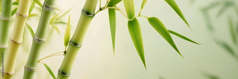 Obraz premium closeup of tender green and light yellow bamboo