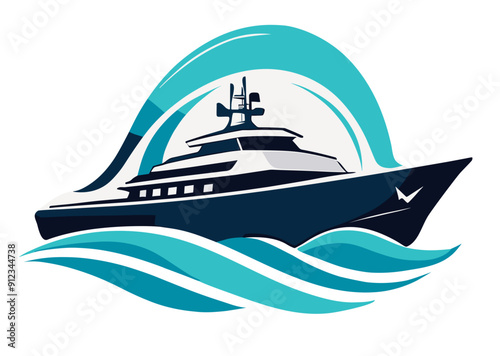 Luxury yacht speeding through the ocean waves illustration