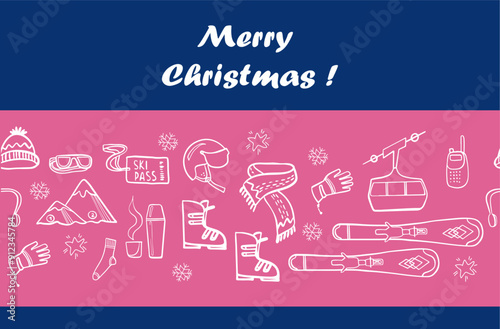 Merry Christmas design with Snow activities icon set
