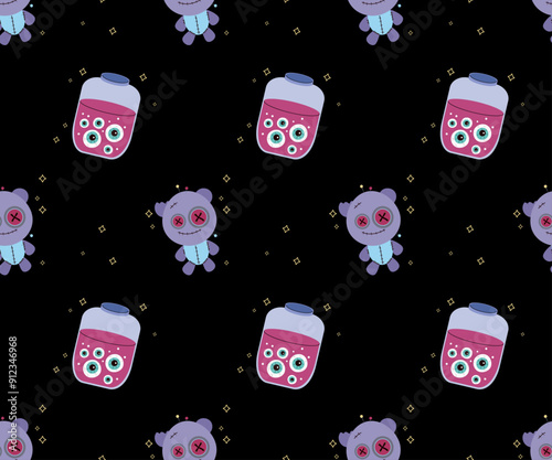 Seamless pattern Happy Halloween. Vector illustration in flat style