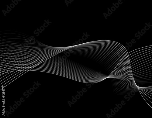 テクノロージー系　ウェーブ背景　波　モノクロ　29