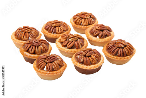 A Delightful Dozen of Pecan Tarts Ready for a Sweet Celebration on a White or Clear Surface PNG Transparent Background