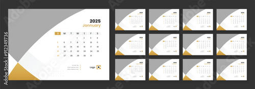 Modern Desk Calendar Template 2025, corporate desk calendar schedule 2025 monthly planner template.