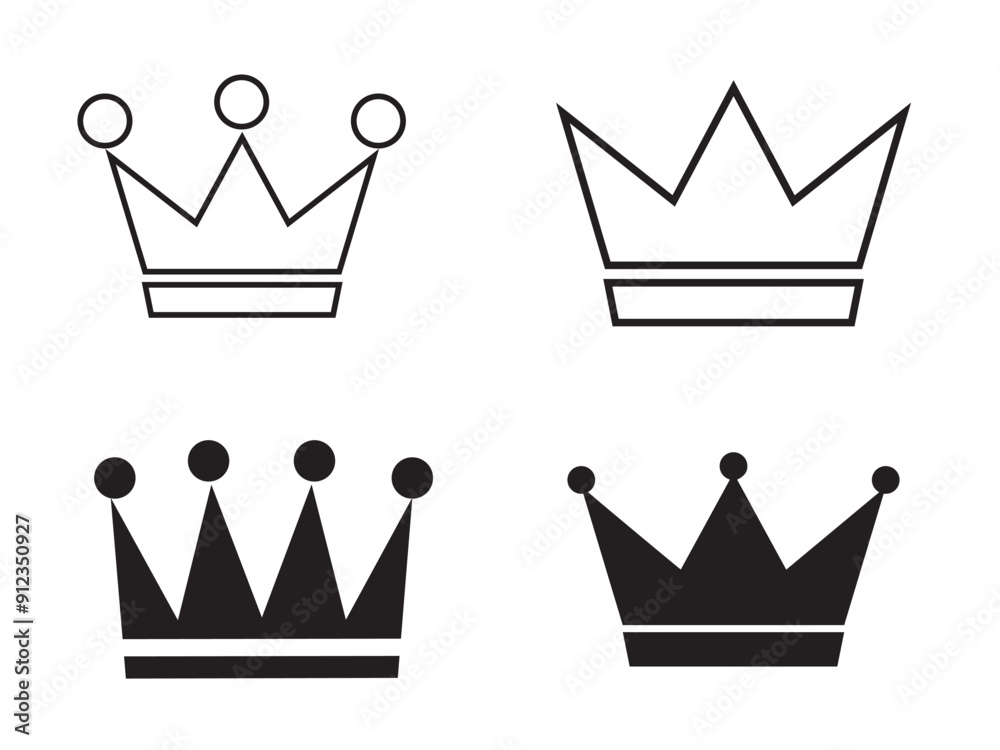Crowns collection, crown icon set, crown silhouette.
Crowns collection, crown icon set, crown silhouette.