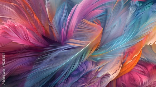 Brightly colored rainbow feathers