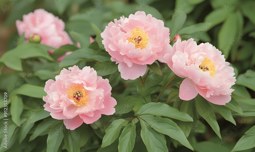 Fototapeta premium Pink peony bush, Generative AI