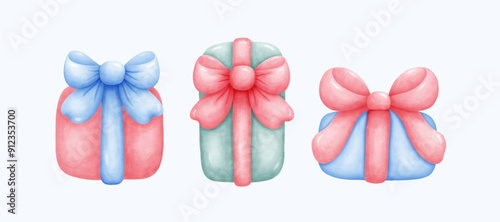 Hand-Drawn Gift Boxes with Bows - Perfect for Holiday Packaging