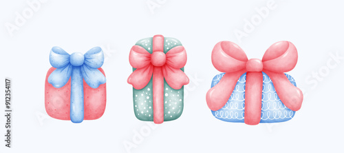 Hand-Drawn Gift Boxes with Bows - Perfect for Holiday Packaging