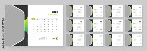 Modern Desk Calendar Template 2025, corporate desk calendar schedule 2025 monthly planner template.