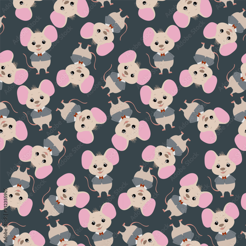 Obraz premium Cute Mouse seamless Pattern Vector Illustration for Kids