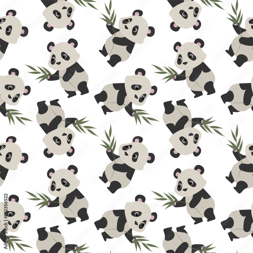 Cute panda Pattern Vector Illustration for Kids Cute panda Pattern Vector Illustration for Kids