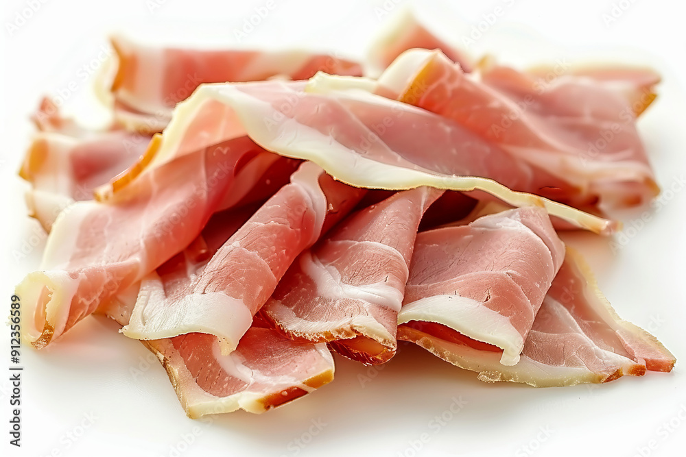 Sliced Jamon or Hamon on white background. Sliced Jamon or Hamon on white background.