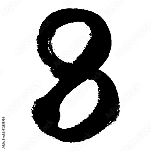 筆タッチの数字の8のイラスト