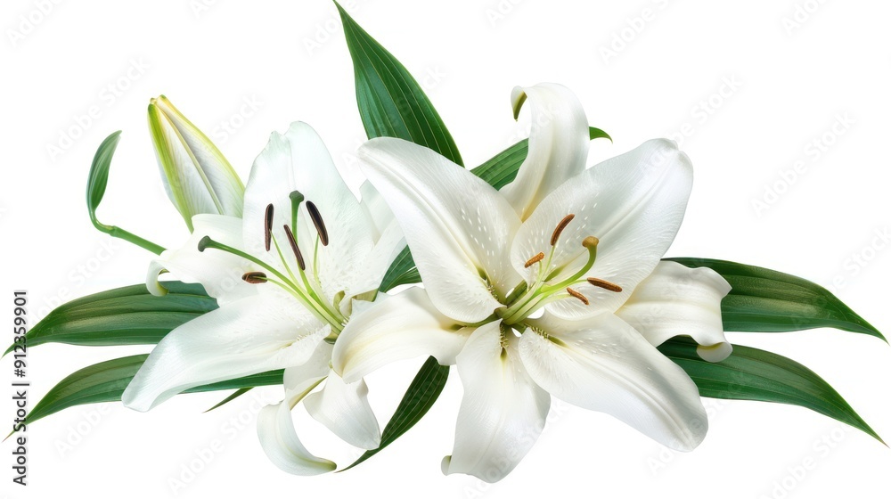 Elegant White Lilies with Green Foliage
