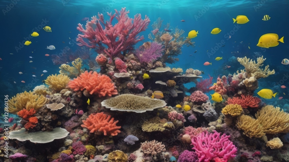 Fototapeta premium Coral reef and fish in the Red Sea. Egypt,