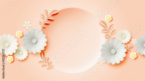 Soft Pastel Paper Flowers on a Delicate Pink Background