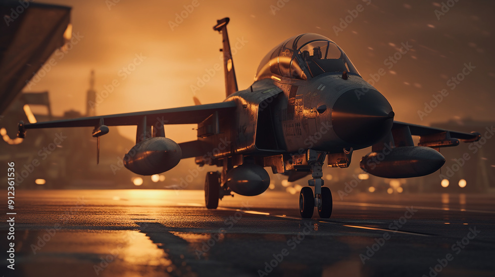 Fototapeta premium airplane at sunset