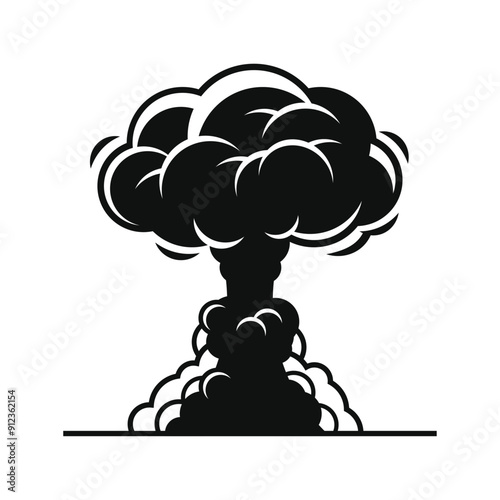 Nuclear Explosion Icon on White Background. Vector