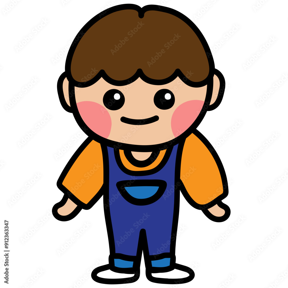 a cute brown-haired boy Illustration, boy character a cute brown-haired boy Illustration, boy character