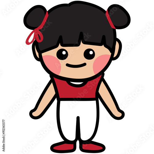 a Chinese Asian girl Illustration, girl character