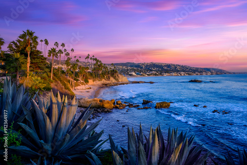 View of Laguna Beach sunset at the beach. Laguna Beach is located in southern California. photo