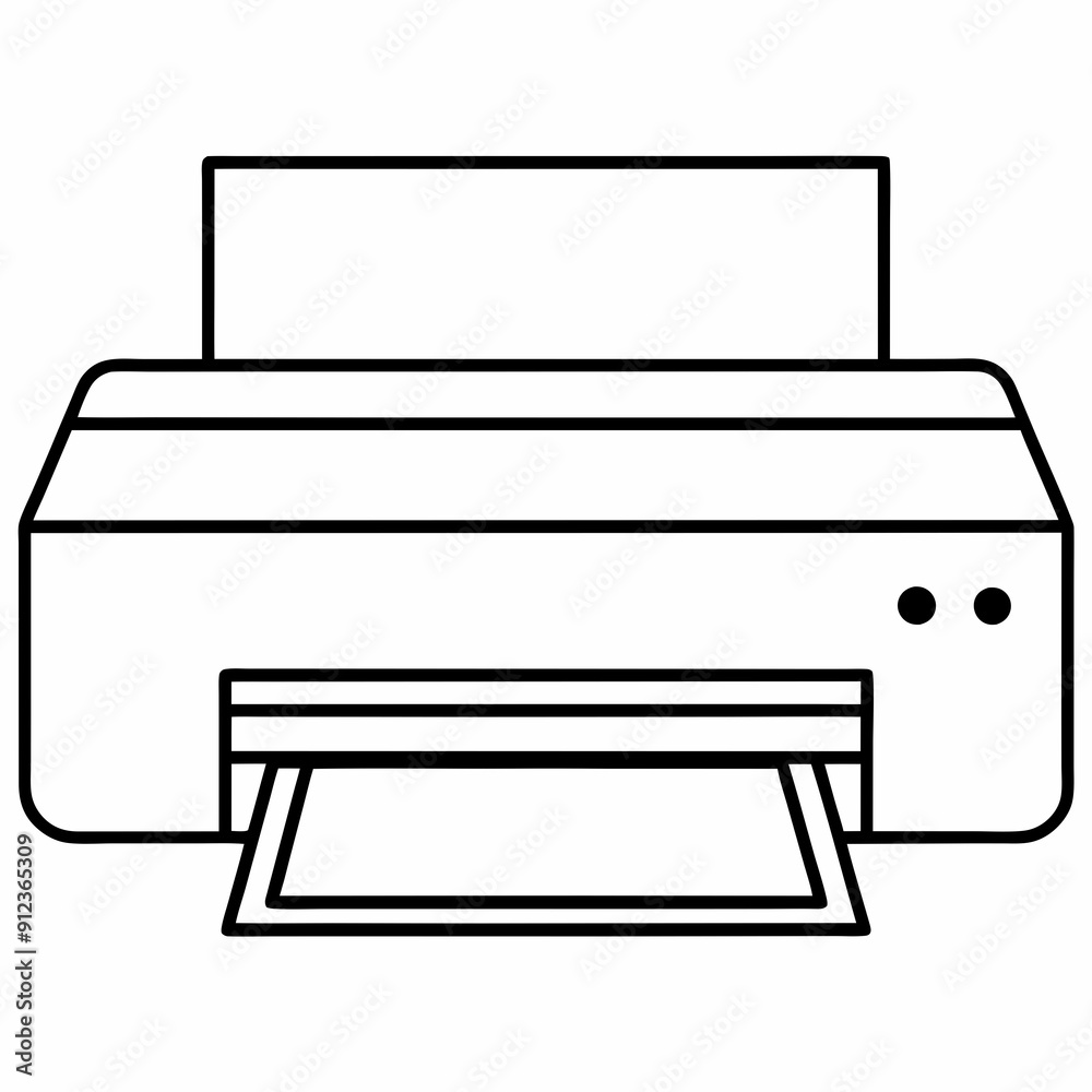 Printer machine black design white background line art Printer machine black design white background line art