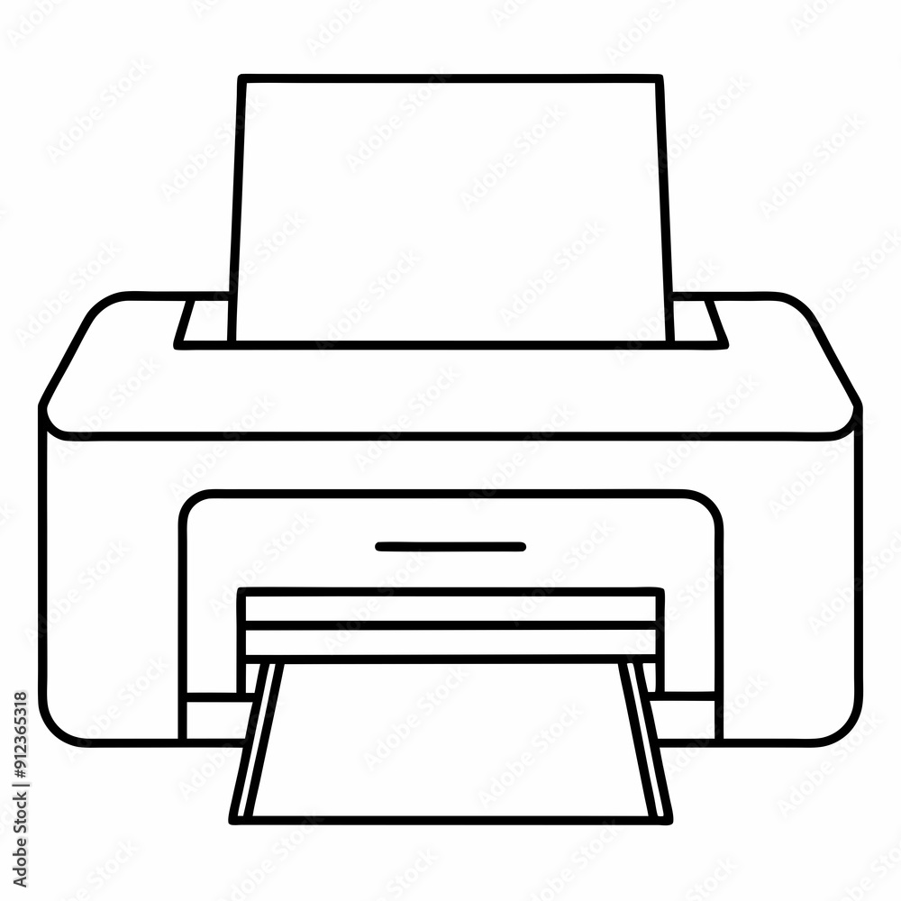 Printer machine black design white background line art Printer machine black design white background line art