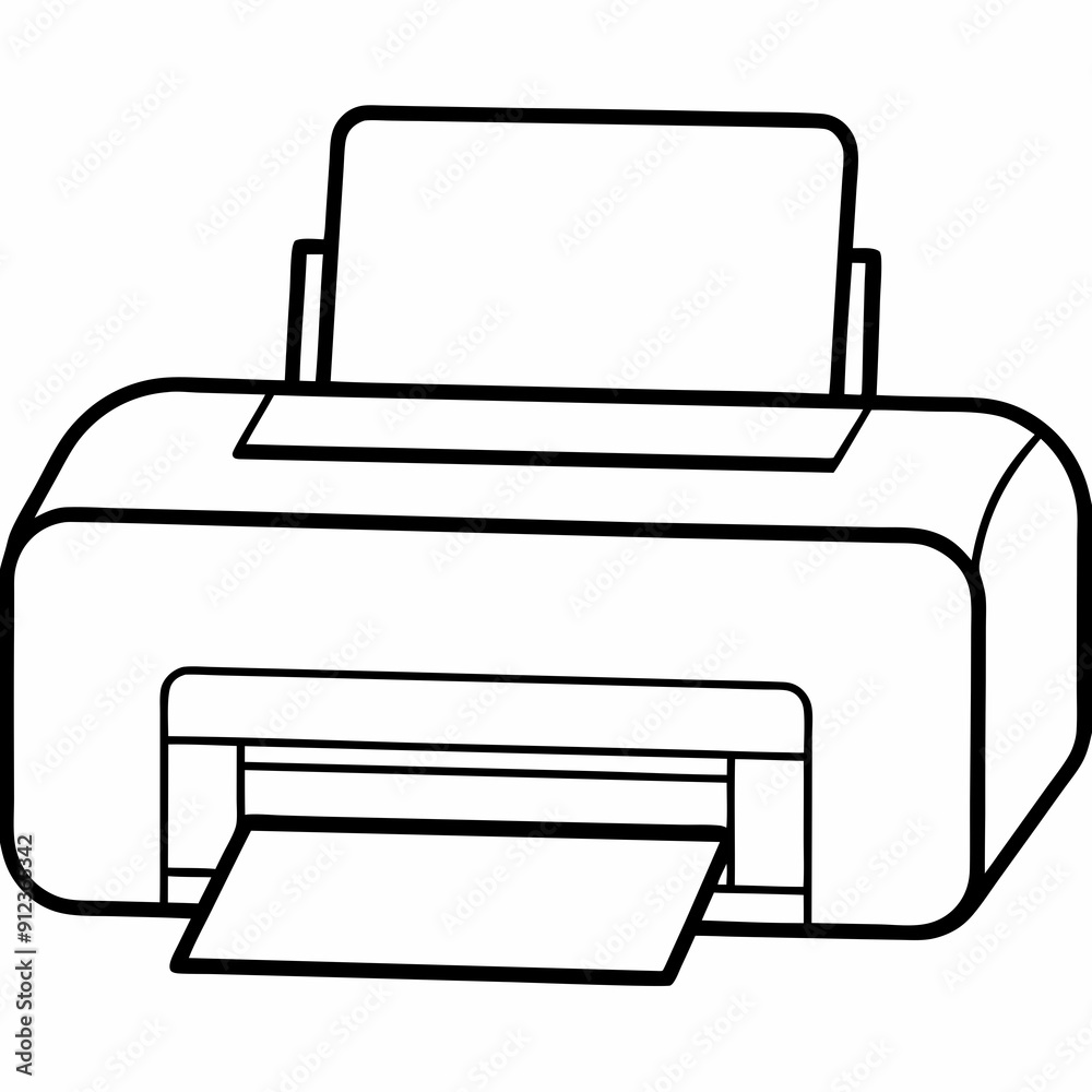 Printer machine black design white background line art Printer machine black design white background line art