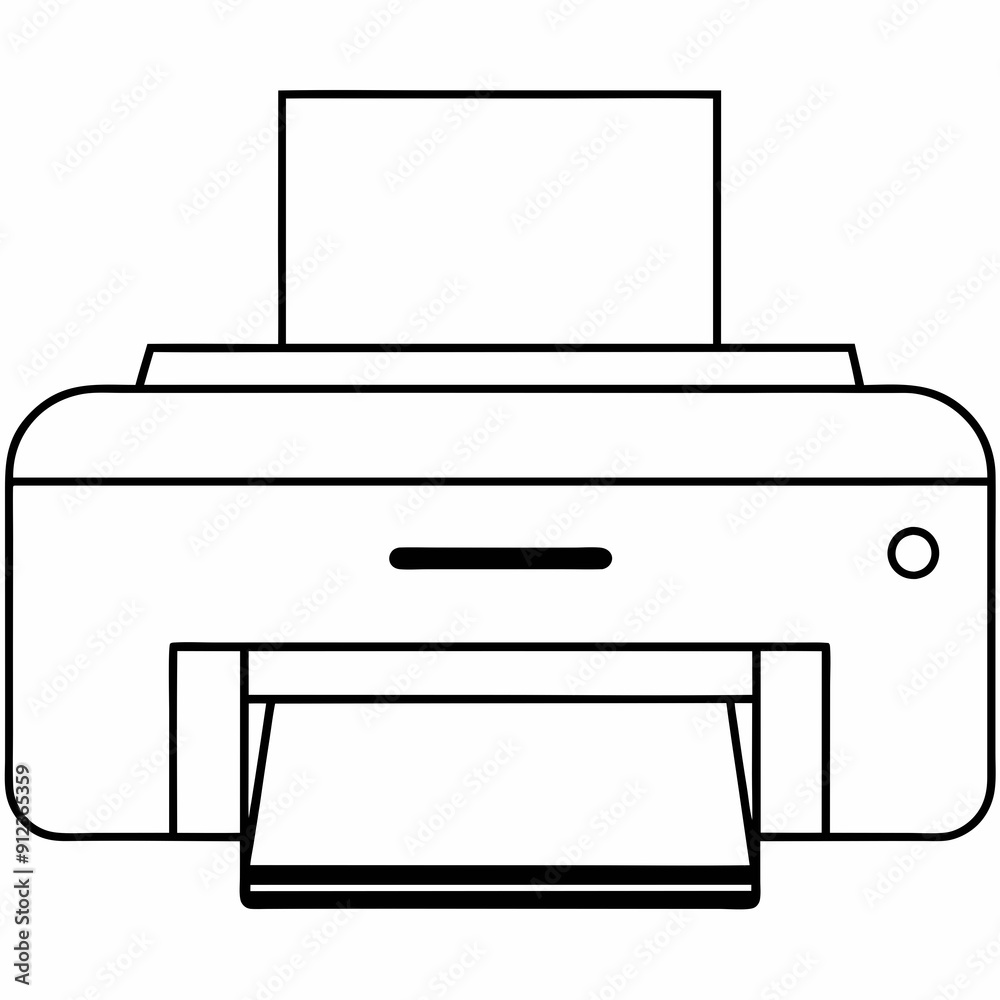Printer machine black design white background line art Printer machine black design white background line art