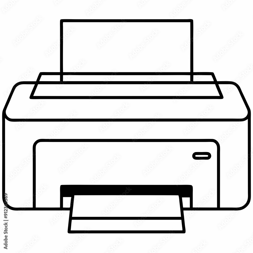 Printer machine black design white background line art Printer machine black design white background line art