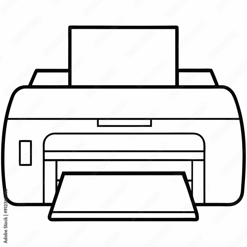 Printer machine black design white background line art Printer machine black design white background line art