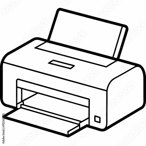 Printer machine black design white background line art