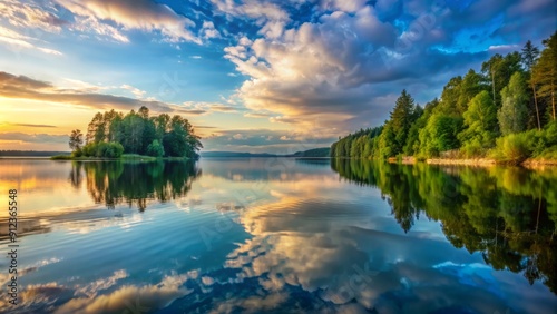 Soothing vertical panorama of calm water's mirror-like reflection, creating a sense of serenity and tranquility, ideal as a background for smartphone wallpapers and designs.