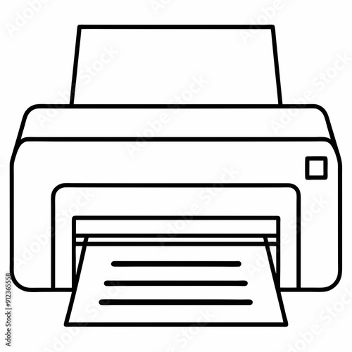 Printer machine black design white background line art