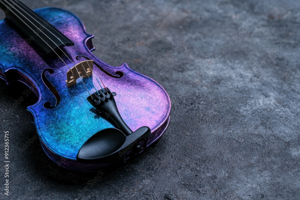 Obraz premium Vibrant violin with colorful finish on dark background