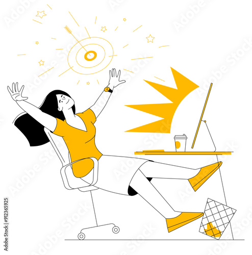 Overjoyed woman celebrate success.