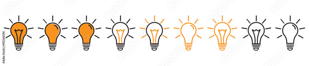 Light bulb icon collection. light bulb symbol, bulb symbols for web site design and mobile apps. Simple light bulb pictograms on a white background.