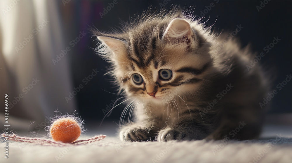 Adorable close-up of a fluffy kitten with big, round eyes. Adorable close-up of a fluffy kitten with big, round eyes.