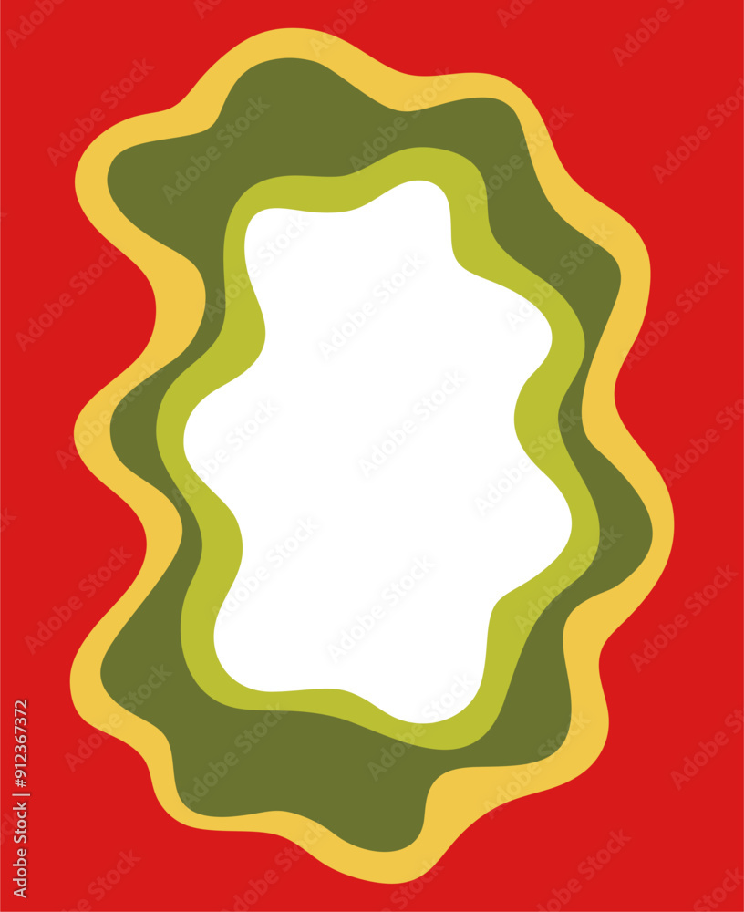 Wavy frame with green, yellow and red line colors. Curved line, wavy edge. Frame with irregularities. Empty space. Frame in frame effect. Wavy frame with green, yellow and red line colors. Curved line, wavy edge. Frame with irregularities. Empty space. Frame in frame effect.